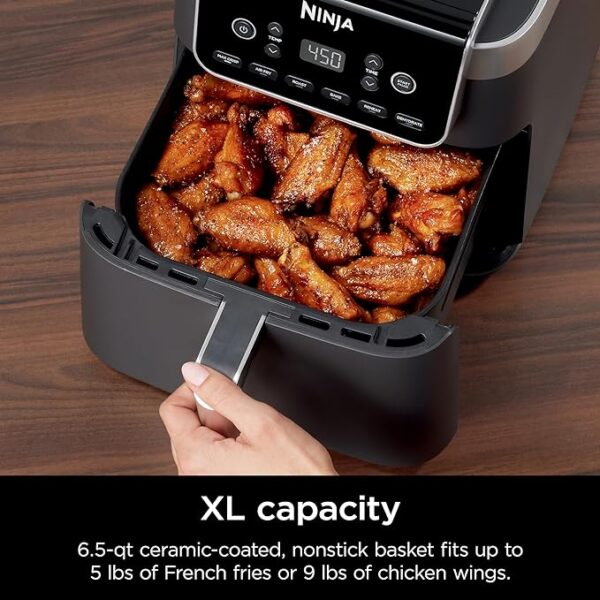 Ninja Air Fryer Pro XL 6-in-1 with 6.5 QT Capacity, Max Crisp, Air Fry, Air Roast, Bake, Reheat, Dehydrate, Max Crisp Technology with 450F, Nonstick Basket & Crisper Plate, Grey, AF181 - Image 3